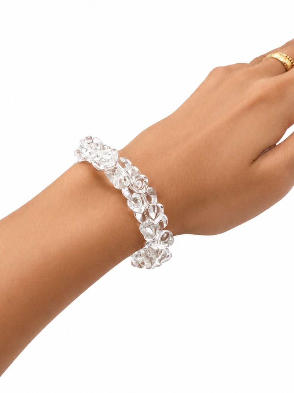 Crystal Quartz Heart Puzzle Nugget Bracelet